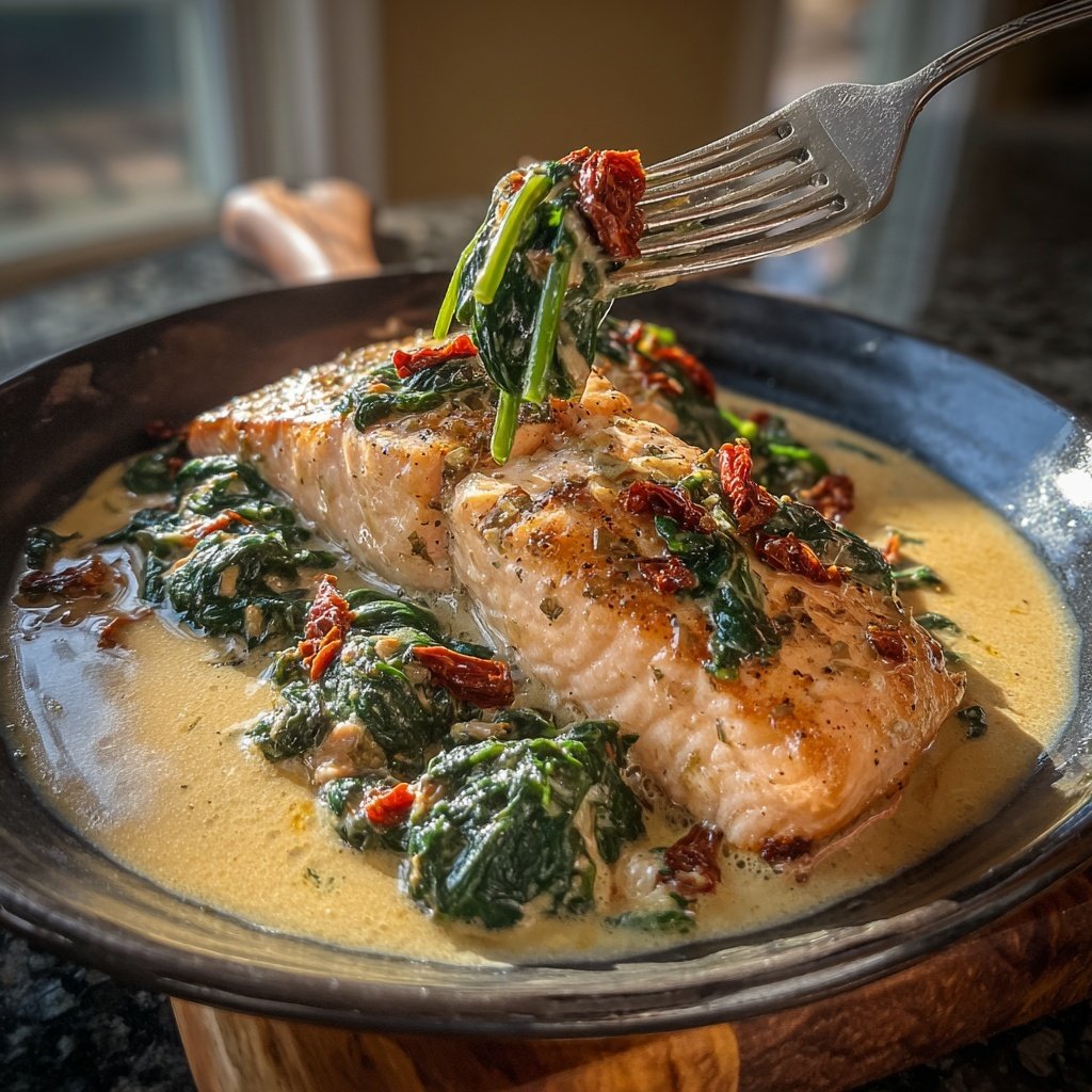 Creamy Tuscan Salmon with Spinach
