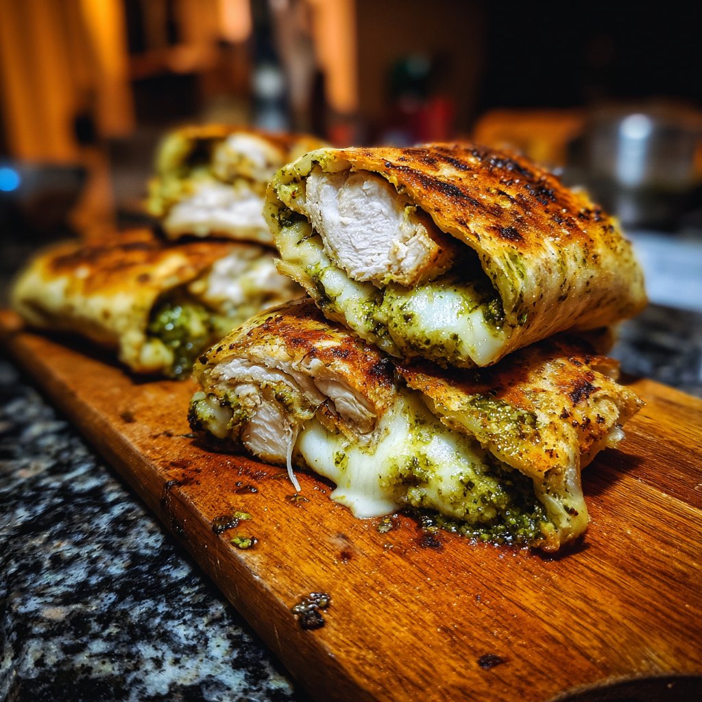 Pesto Air Fryer Chicken Mozzarella Wrap
