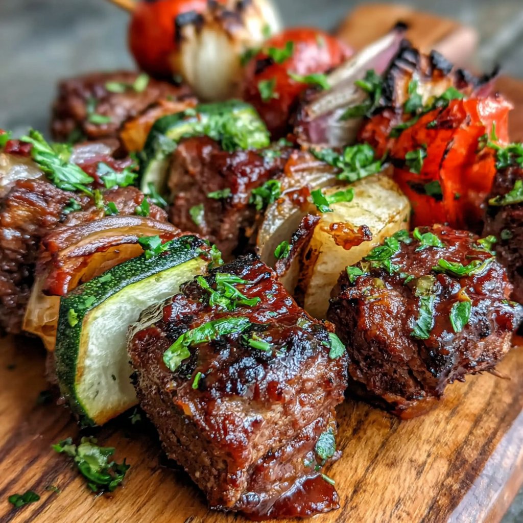 Savory Hamburger Vegetable Skewers